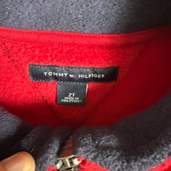 Tommy Hilfiger Red Fleece Zip Sweatshirt Baby Kids Toddler Size 2T Preppy - Picture 3 of 10